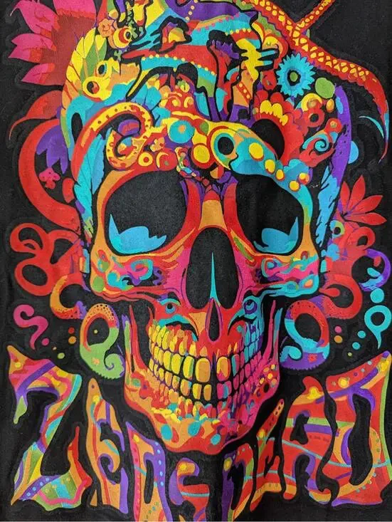 Zeds Dead 3X Black Skull Graphic TShirt EDM Music Festival Psychedelic Oversized - Picture 3 of 5